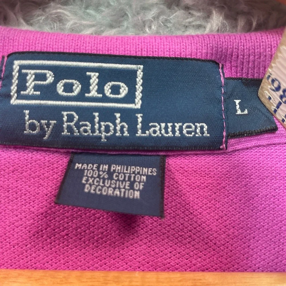 Polo Ralph Lauren Mens Magenta Purple Pique Cotton Polo Shirt Yellow Pony Large